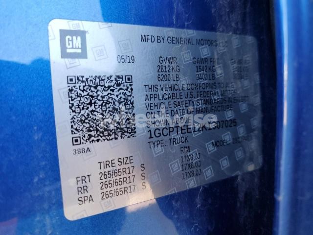 Photo 8 of 2019 CHEVROLET COLORADO ZR2 (VIN 1GCPTEE12K1307025)