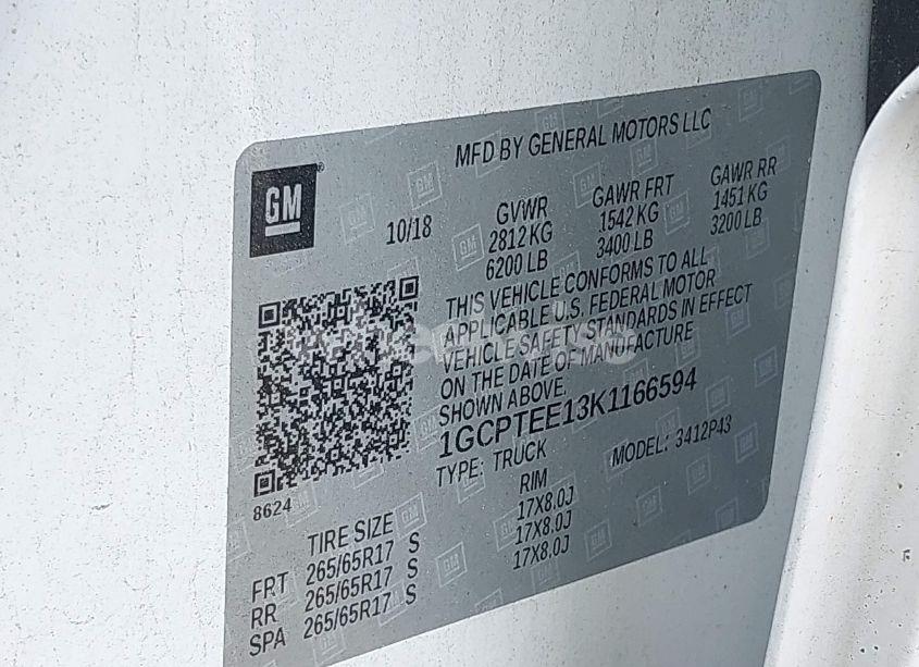 Photo 9 of 2019 Chevrolet Colorado ZR2 (VIN 1GCPTEE13K1166594)