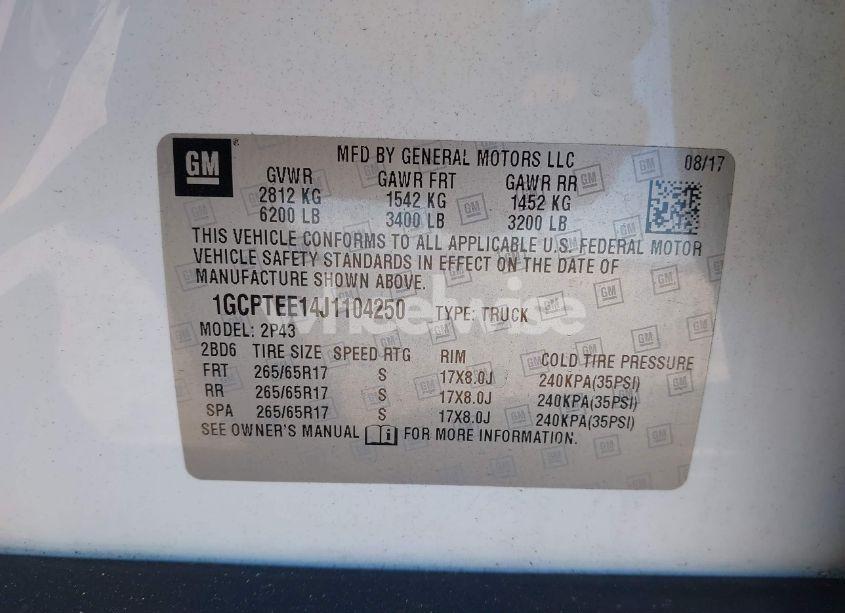 Photo 9 of 2018 Chevrolet Colorado ZR2 (VIN 1GCPTEE14J1104250)