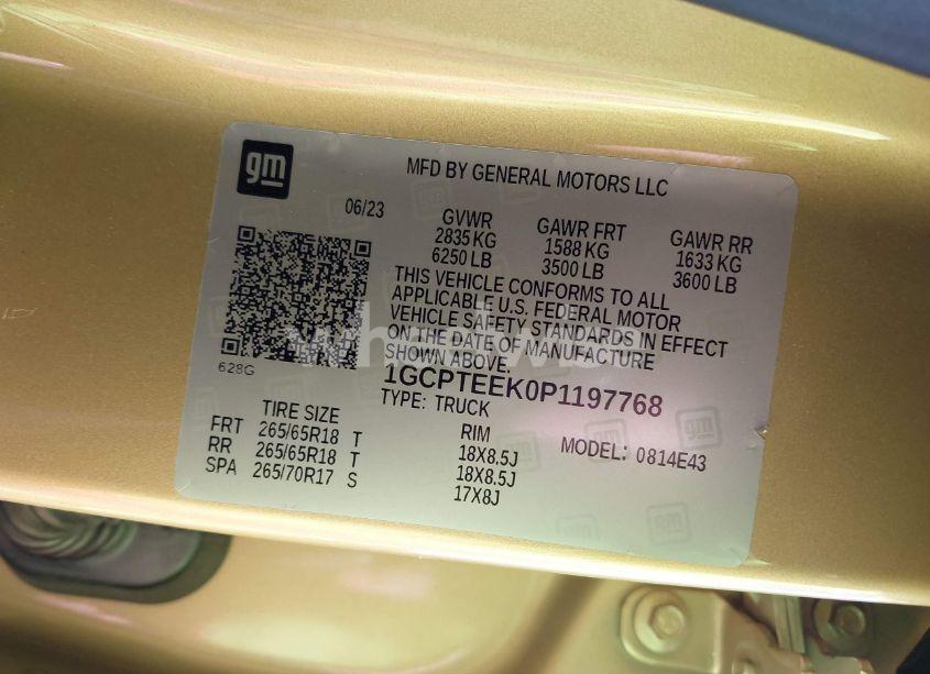 Photo 9 of 2023 Chevrolet Colorado 4WD SHORT BOX TRAIL BOSS (VIN 1GCPTEEK0P1197768)