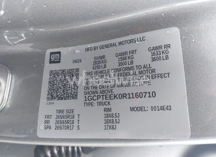 Photo 9 of 2024 Chevrolet Colorado 4WD TRAIL BOSS (VIN 1GCPTEEK0R1160710)