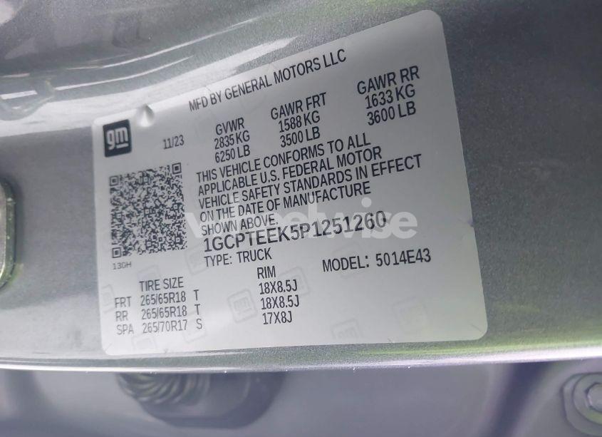 Photo 9 of 2023 Chevrolet Colorado 4WD SHORT BOX TRAIL BOSS (VIN 1GCPTEEK5P1251260)