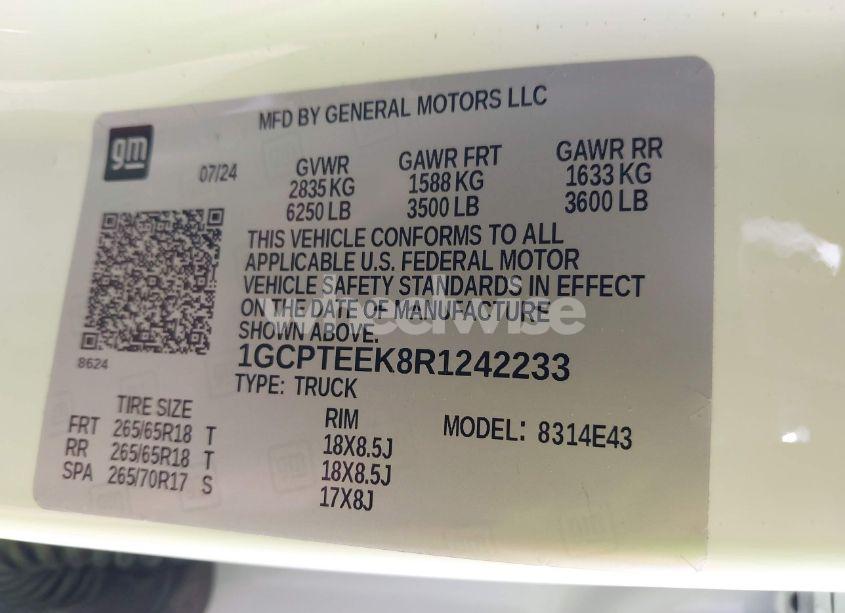 Photo 9 of 2024 Chevrolet Colorado 4WD TRAIL BOSS (VIN 1GCPTEEK8R1242233)