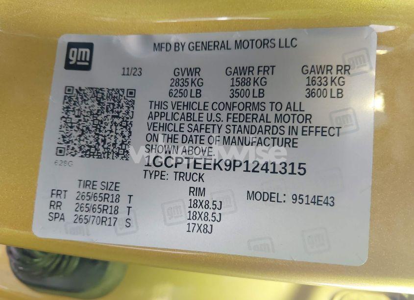 Photo 9 of 2023 Chevrolet Colorado 4WD SHORT BOX TRAIL BOSS (VIN 1GCPTEEK9P1241315)