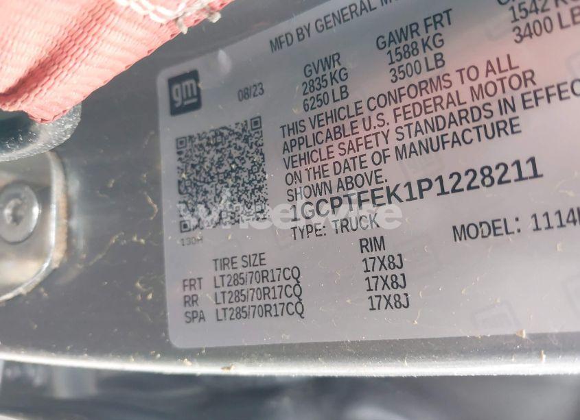 Photo 9 of 2023 Chevrolet Colorado 4WD SHORT BOX ZR2 (VIN 1GCPTFEK1P1228211)