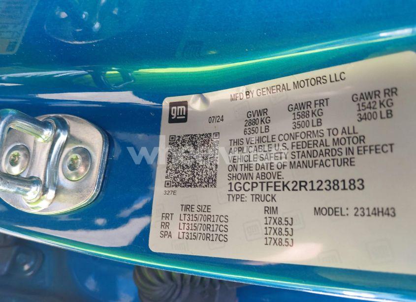 Photo 9 of 2024 Chevrolet Colorado 4WD ZR2 (VIN 1GCPTFEK2R1238183)