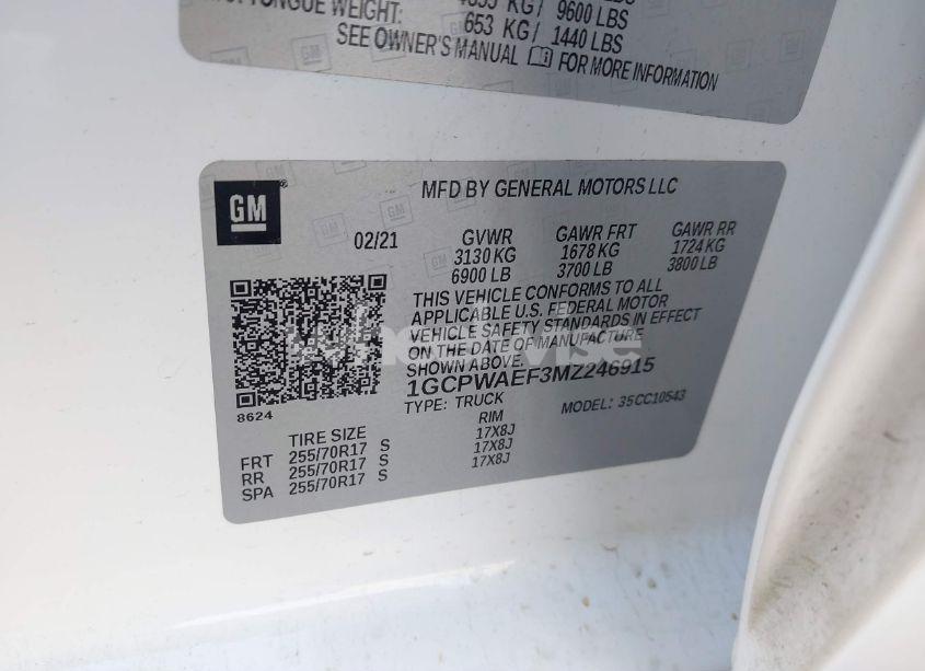 Photo 9 of 2021 Chevrolet Silverado 1500 2WD SHORT BED WT (VIN 1GCPWAEF3MZ246915)