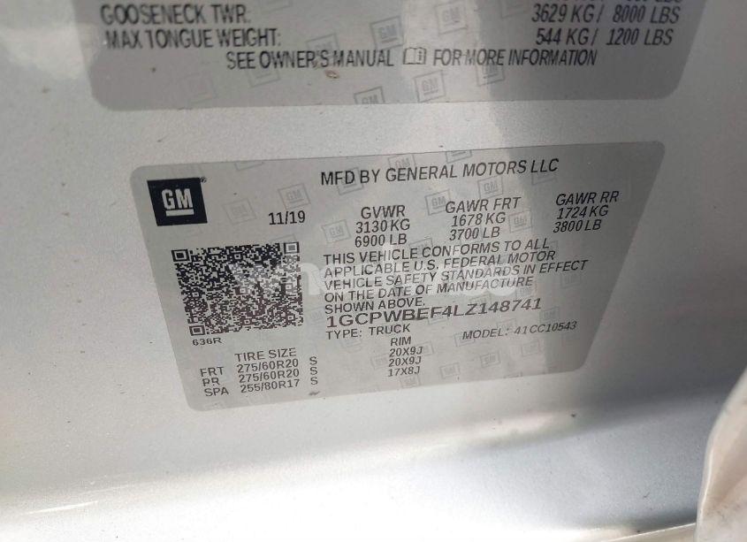 Photo 9 of 2020 Chevrolet Silverado 1500 2WD SHORT BED CUSTOM (VIN 1GCPWBEF4LZ148741)