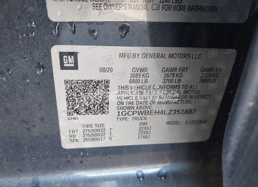 Photo 9 of 2020 Chevrolet Silverado 1500 2WD SHORT BED CUSTOM (VIN 1GCPWBEH4LZ351887)