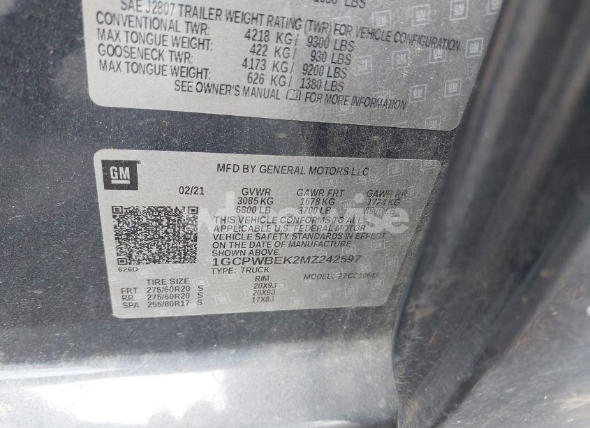 Photo 9 of 2021 Chevrolet Silverado C1500 CUSTOM (VIN 1GCPWBEK2MZ242597)