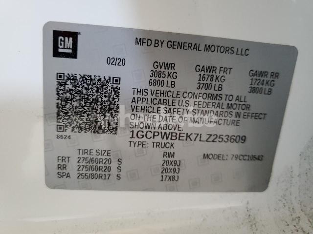 Photo 2 of 2020 CHEVROLET SILVERADO C1500 CUSTOM (VIN 1GCPWBEK7LZ253609)
