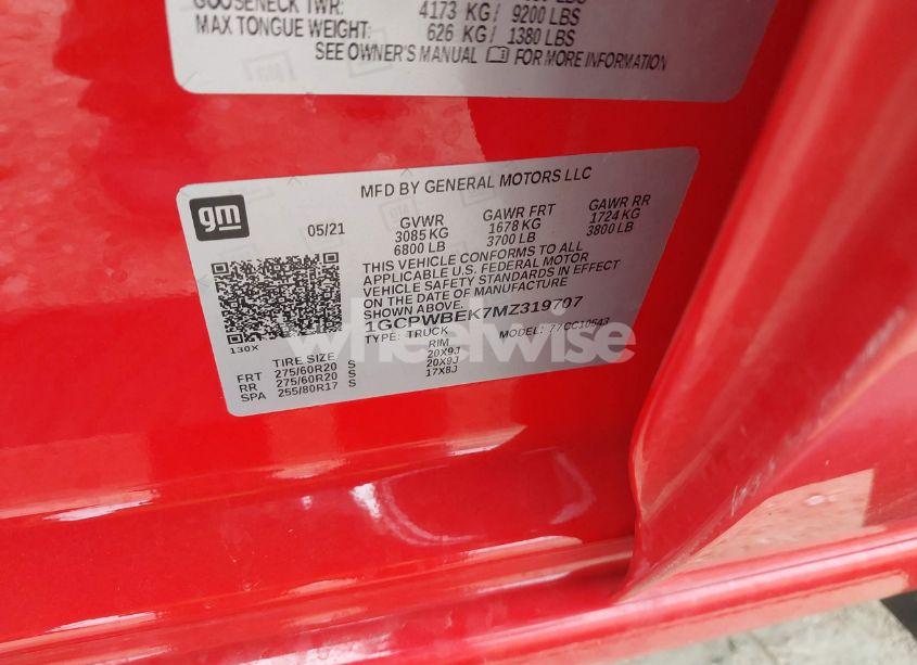 Photo 9 of 2021 Chevrolet Silverado 1500 2WD SHORT BED CUSTOM (VIN 1GCPWBEK7MZ319707)