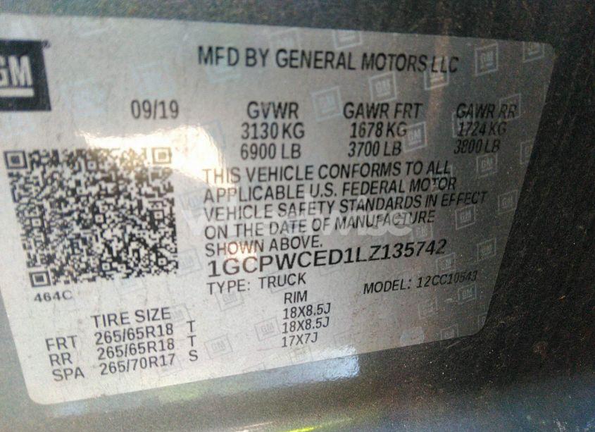 Photo 9 of 2020 Chevrolet Silverado 1500 2WD SHORT BED LT (VIN 1GCPWCED1LZ135742)