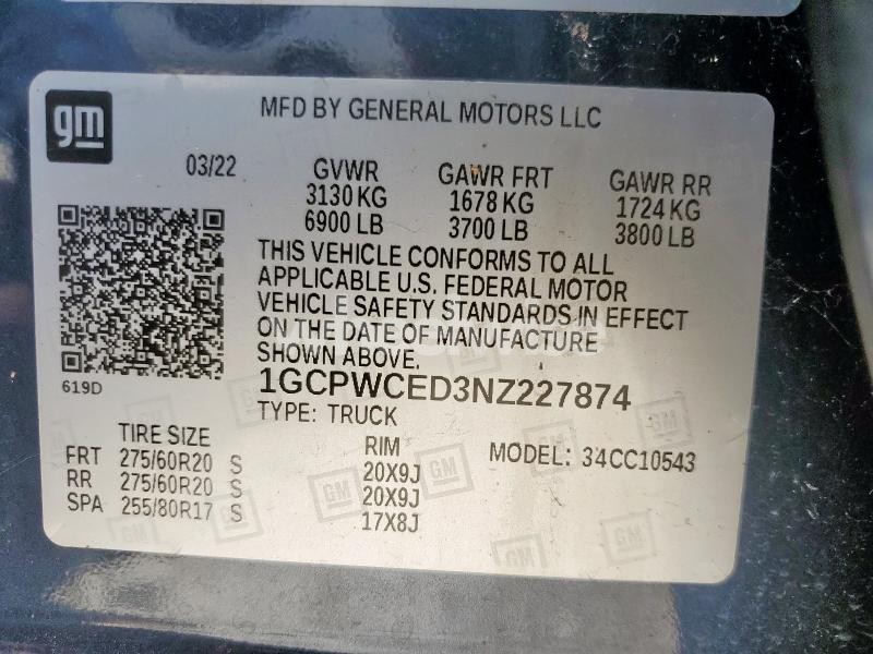 Photo 9 of 2022 CHEVROLET SILVERADO LTD C1500 LT N/A (VIN 1GCPWCED3NZ227874)