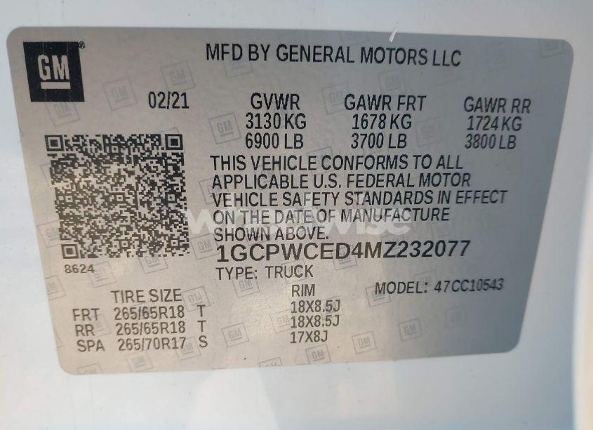 Photo 9 of 2021 Chevrolet Silverado 1500 (VIN 1GCPWCED4MZ232077)