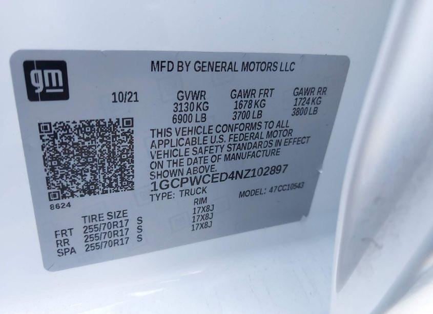 Photo 9 of 2022 Chevrolet Silverado 1500 LTD 2WD SHORT BED LT (VIN 1GCPWCED4NZ102897)