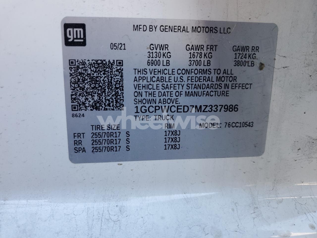 Photo 14 of 2021 CHEVROLET SILVERADO C1500 LT (VIN 1GCPWCED7MZ337986)