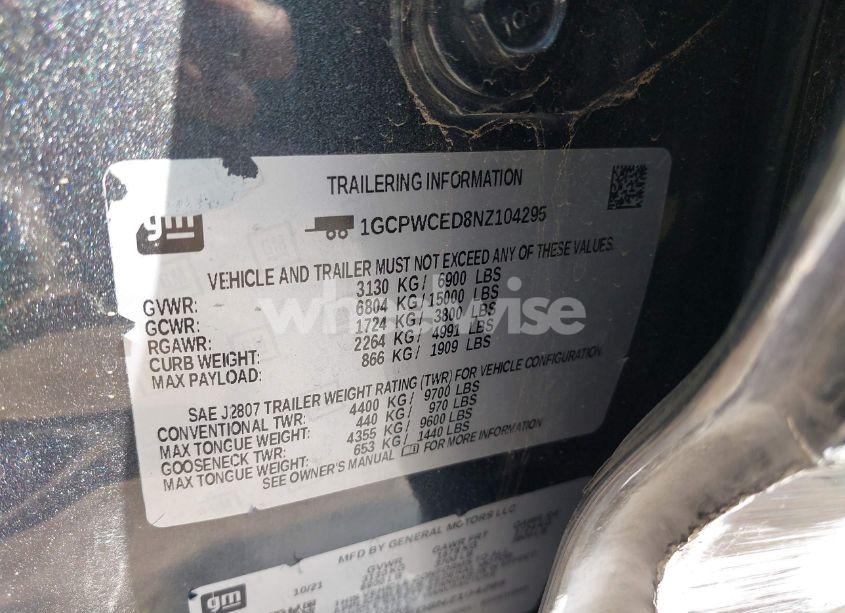 Photo 9 of 2022 Chevrolet Silverado 1500 LTD 2WD SHORT BED LT (VIN 1GCPWCED8NZ104295)