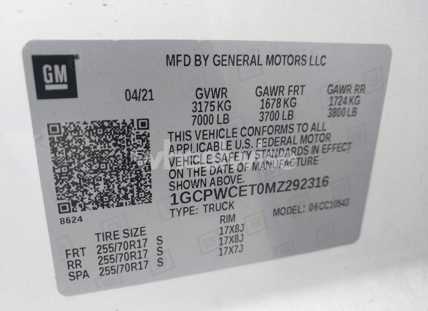 Photo 9 of 2021 Chevrolet Silverado 1500 2WD SHORT BED LT (VIN 1GCPWCET0MZ292316)