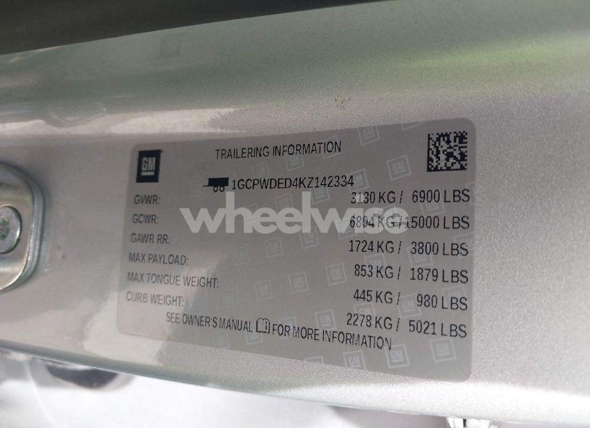 Photo 9 of 2019 Chevrolet Silverado 1500 RST (VIN 1GCPWDED4KZ142334)