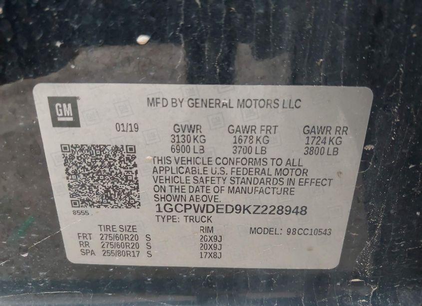 Photo 9 of 2019 Chevrolet Silverado 1500 RST (VIN 1GCPWDED9KZ228948)