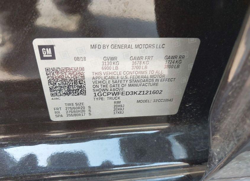 Photo 9 of 2019 Chevrolet Silverado 1500 HIGH COUNTRY (VIN 1GCPWFED3KZ121602)