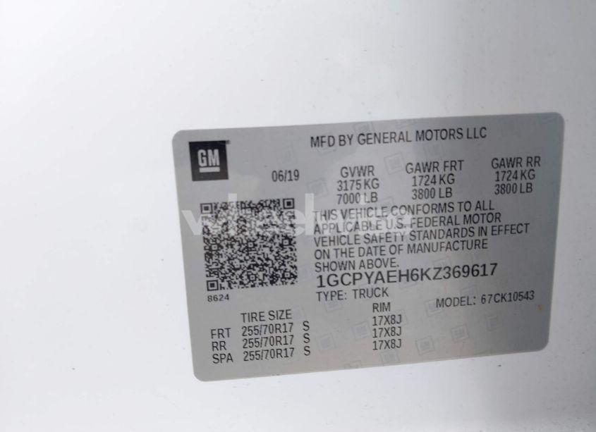 Photo 9 of 2019 Chevrolet Silverado 1500 WORK TRUCK (VIN 1GCPYAEH6KZ369617)