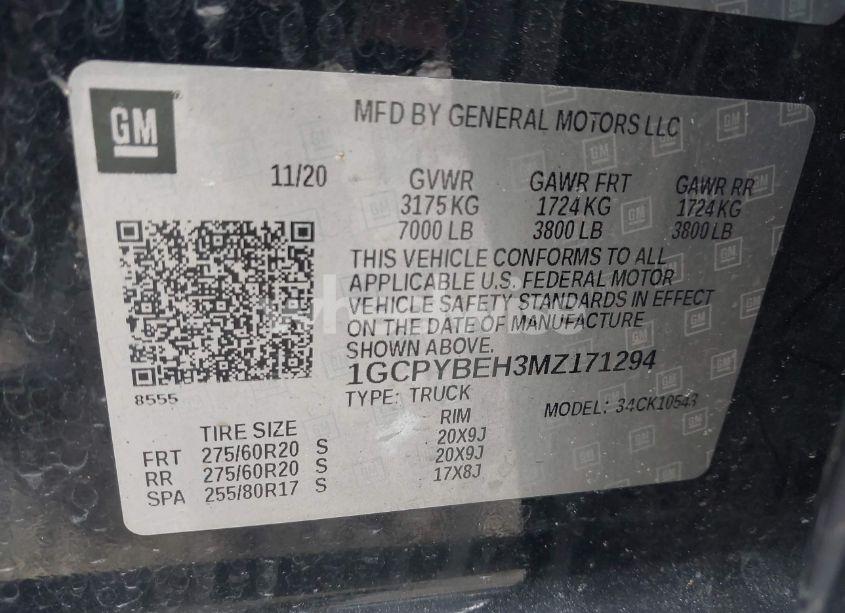 Photo 9 of 2021 Chevrolet Silverado 1500 4WD SHORT BED CUSTOM (VIN 1GCPYBEH3MZ171294)