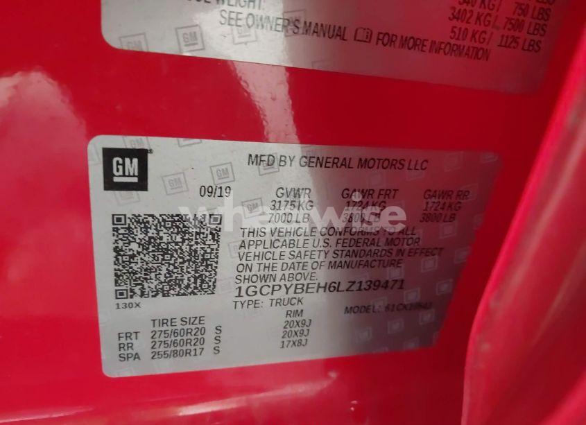 Photo 9 of 2020 Chevrolet Silverado 1500 4WD SHORT BED CUSTOM (VIN 1GCPYBEH6LZ139471)