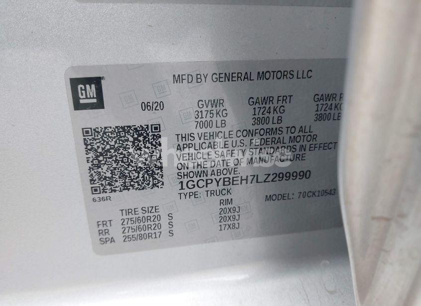 Photo 9 of 2020 Chevrolet Silverado 1500 4WD SHORT BED CUSTOM (VIN 1GCPYBEH7LZ299990)