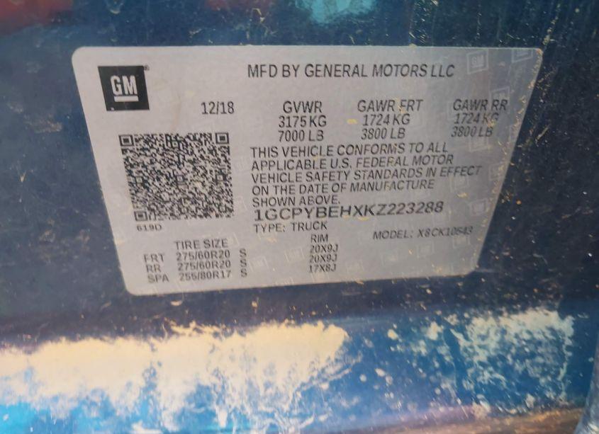 Photo 9 of 2019 Chevrolet Silverado 1500 CUSTOM (VIN 1GCPYBEHXKZ223288)