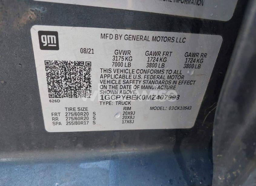 Photo 9 of 2021 Chevrolet Silverado 1500 CUSTOM (VIN 1GCPYBEK0MZ407993)