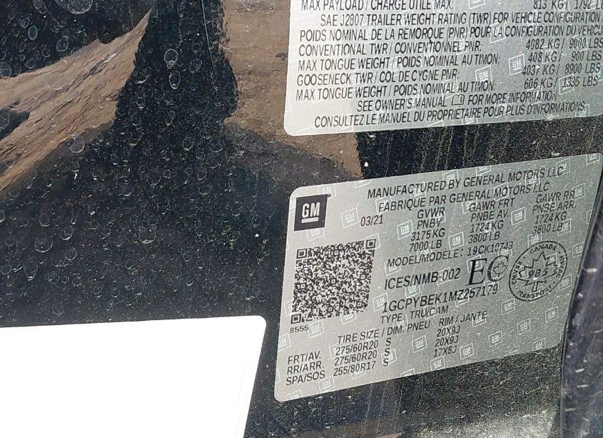 Photo 9 of 2021 Chevrolet Silverado 1500 4WD SHORT BED CUSTOM/4WD STANDARD BED CUSTOM (VIN 1GCPYBEK1MZ257179)