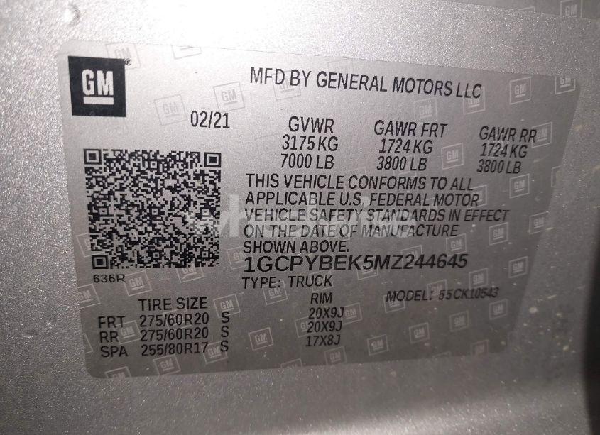 Photo 9 of 2021 Chevrolet Silverado 1500 4WD SHORT BED CUSTOM (VIN 1GCPYBEK5MZ244645)