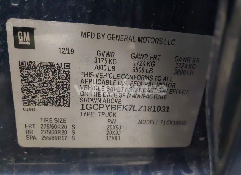 Photo 9 of 2020 Chevrolet Silverado 1500 4WD SHORT BED CUSTOM (VIN 1GCPYBEK7LZ181031)