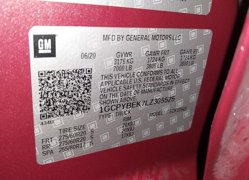 Photo 9 of 2020 Chevrolet Silverado 1500 4WD SHORT BED CUSTOM (VIN 1GCPYBEK7LZ305525)