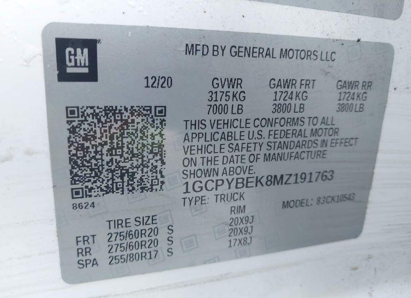 Photo 9 of 2021 Chevrolet Silverado 1500 4WD SHORT BED CUSTOM (VIN 1GCPYBEK8MZ191763)