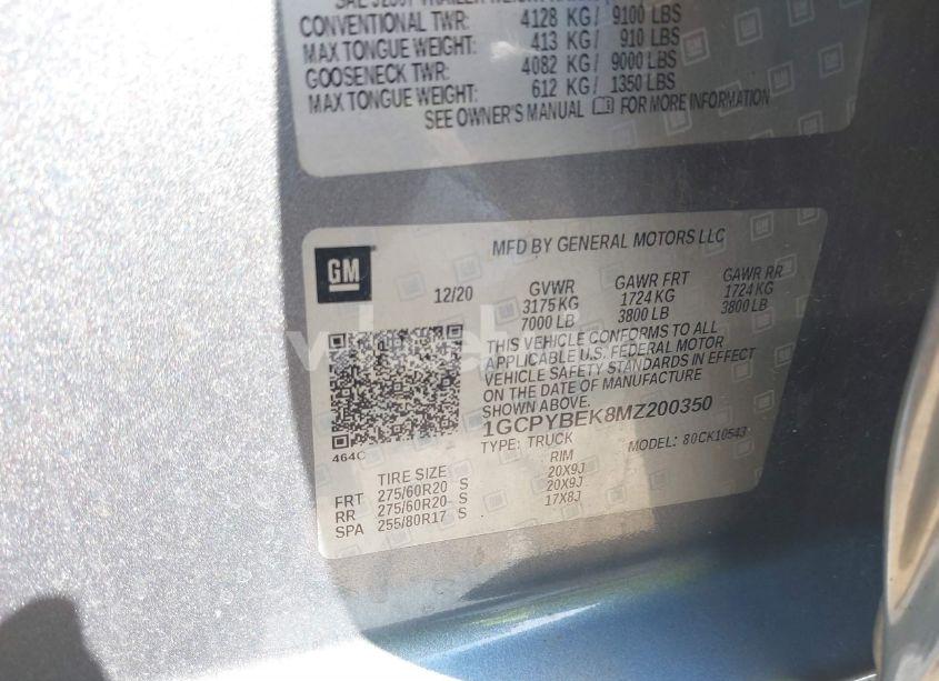 Photo 9 of 2021 Chevrolet Silverado 1500 4WD SHORT BED CUSTOM (VIN 1GCPYBEK8MZ200350)