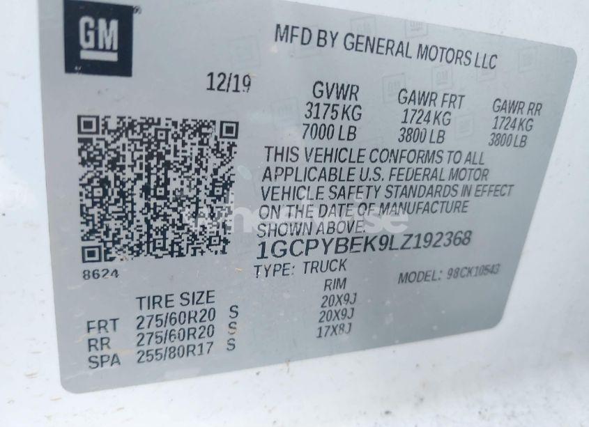 Photo 9 of 2020 Chevrolet Silverado 1500 4WD SHORT BED CUSTOM (VIN 1GCPYBEK9LZ192368)