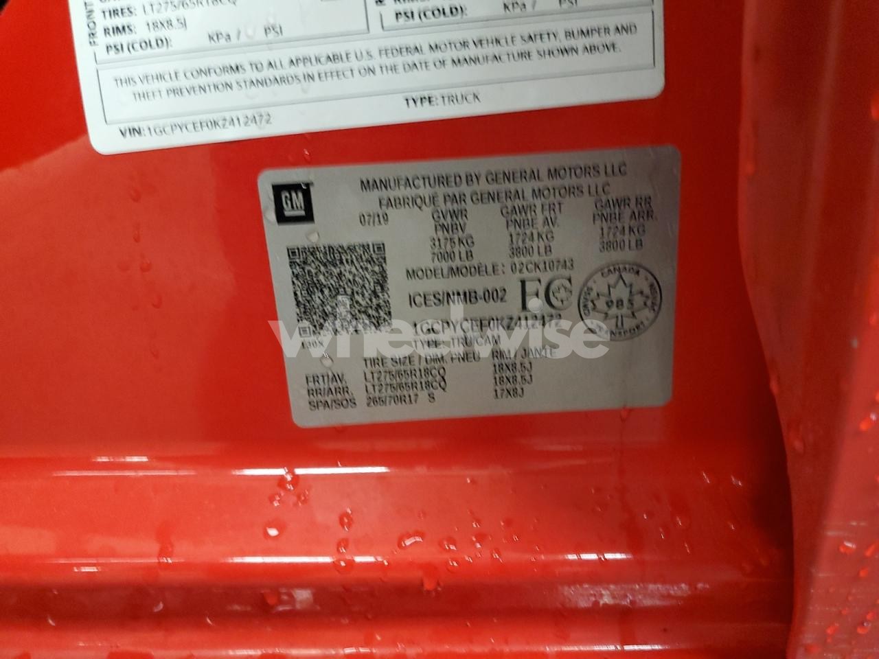 Photo 12 of 2019 CHEVROLET SILVERADO K1500 TRAIL BOSS CUSTOM (VIN 1GCPYCEF0KZ412472)