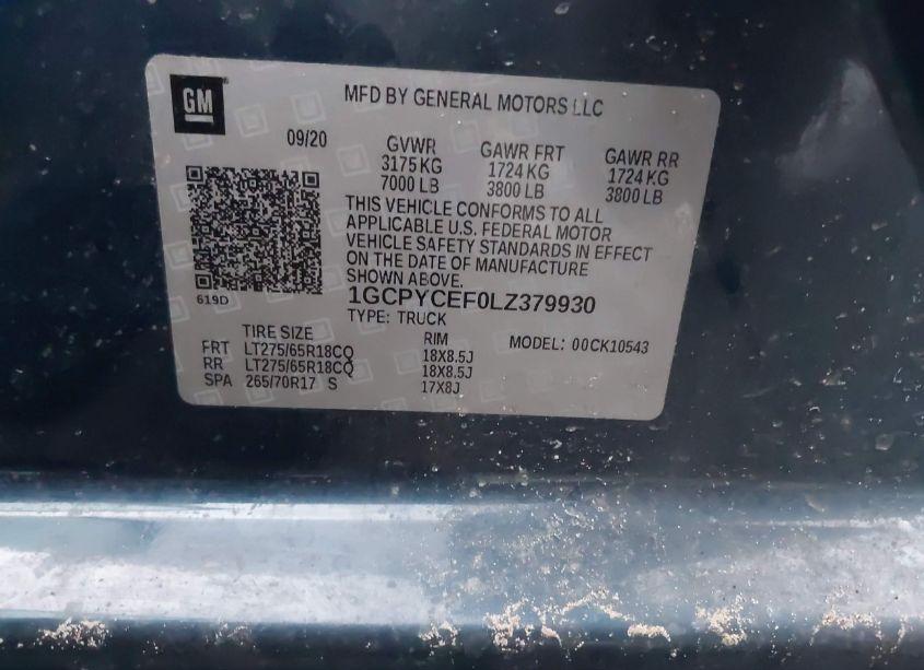 Photo 9 of 2020 Chevrolet Silverado 1500 4WD SHORT BED CUSTOM TRAIL BOSS (VIN 1GCPYCEF0LZ379930)