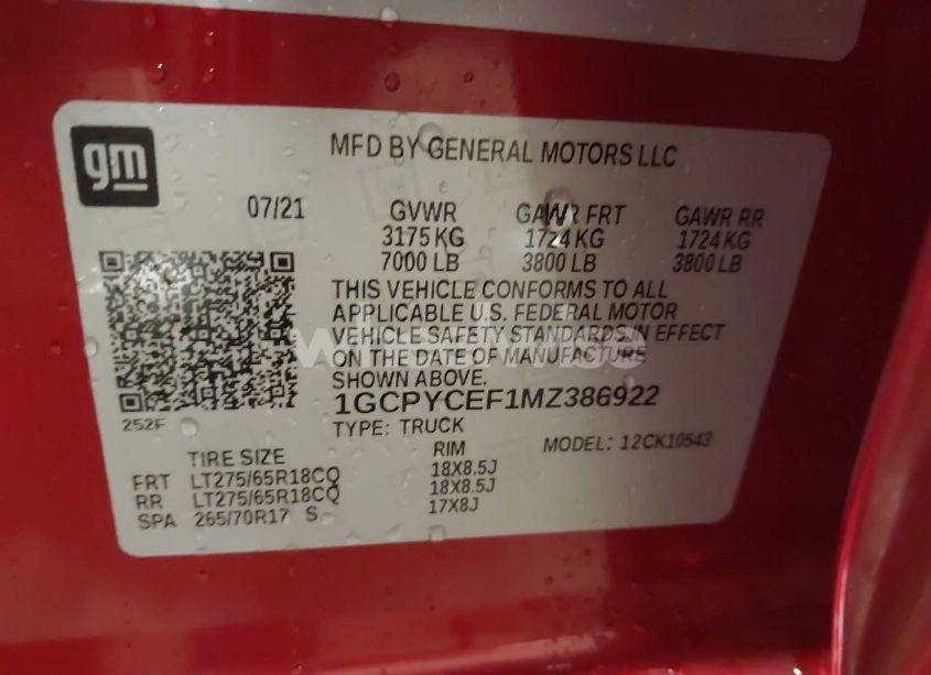 Photo 9 of 2021 Chevrolet Silverado 1500 4WD SHORT BED CUSTOM TRAIL BOSS (VIN 1GCPYCEF1MZ386922)