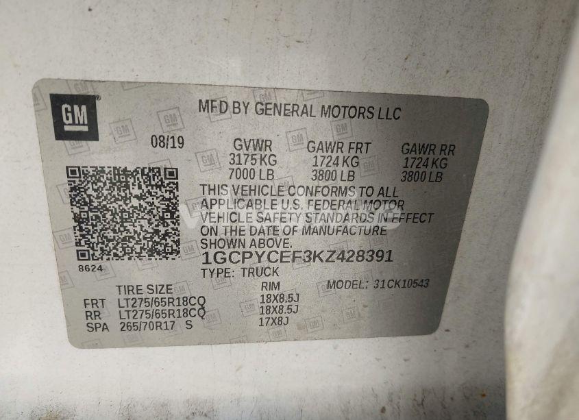 Photo 9 of 2019 Chevrolet Silverado 1500 CUSTOM TRAIL BOSS (VIN 1GCPYCEF3KZ428391)