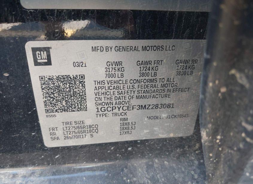 Photo 9 of 2021 Chevrolet Silverado 1500 4WD SHORT BED CUSTOM TRAIL BOSS (VIN 1GCPYCEF3MZ283081)