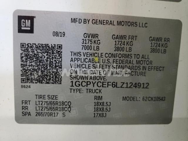 2020 CHEVROLET SILVERADO K1500 TRAIL BOSS CUSTOM (VIN 1GCPYCEF6LZ124912) main photo