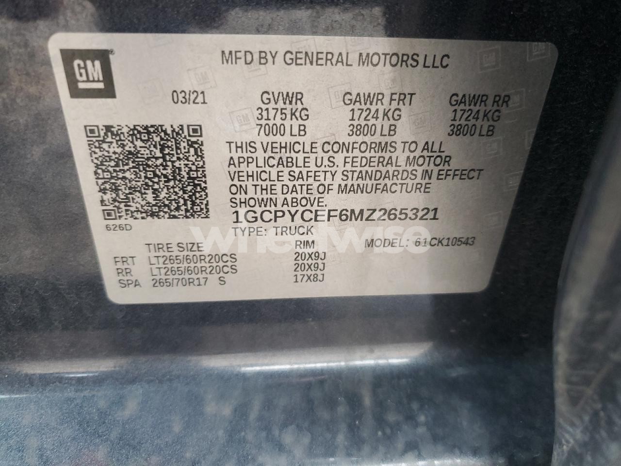 Photo 12 of 2021 CHEVROLET SILVERADO K1500 TRAIL BOSS CUSTOM (VIN 1GCPYCEF6MZ265321)