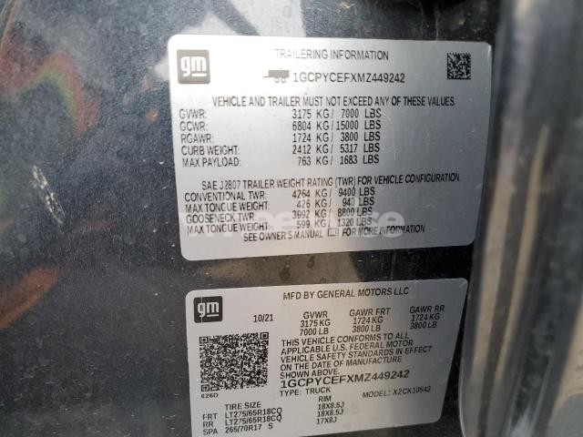 Photo 7 of 2021 CHEVROLET SILVERADO K1500 TRAIL BOSS CUSTOM (VIN 1GCPYCEFXMZ449242)