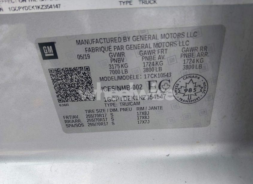 Photo 9 of 2019 Chevrolet Silverado 1500 LT (VIN 1GCPYDEK1KZ354147)