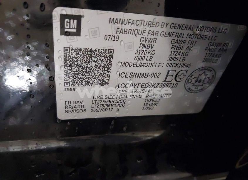 Photo 9 of 2019 Chevrolet Silverado 1500 LT TRAIL BOSS (VIN 1GCPYFED0KZ399710)