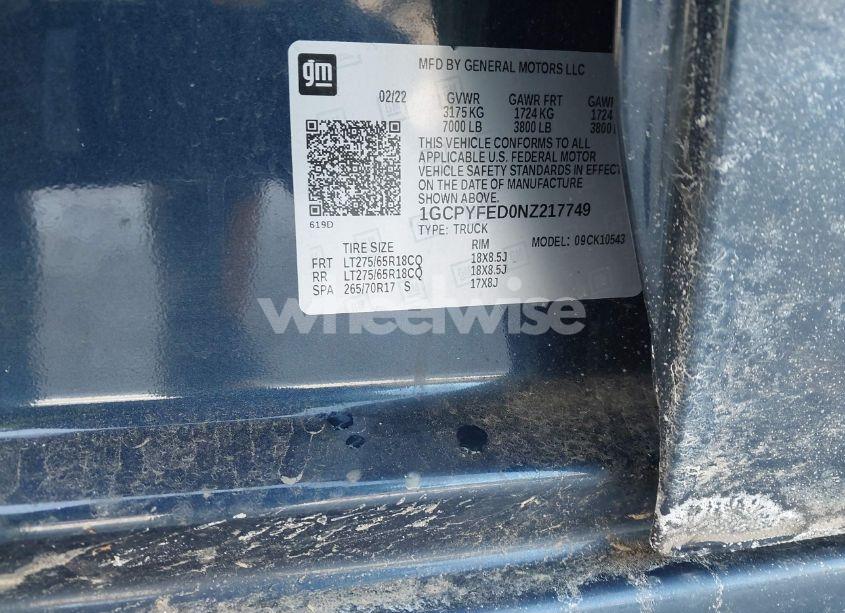 Photo 9 of 2022 Chevrolet Silverado 1500 LTD 4WD SHORT BED LT TRAIL BOSS (VIN 1GCPYFED0NZ217749)